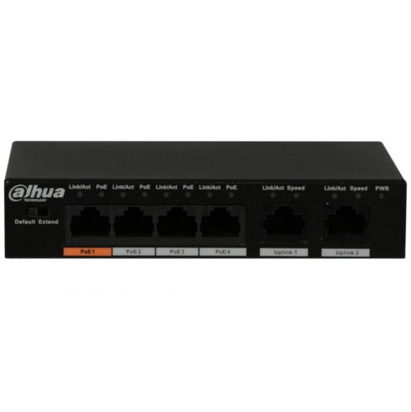 Switch PoE 4 Puertos DAHUA - 60W total Hi-PoE Dahua