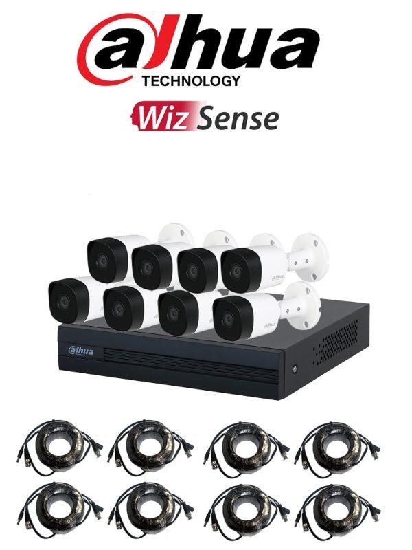 KIT HDCVI WIZSENSE 8 CAMARAS BULLET METAL + DISCO 1TB DAHUA