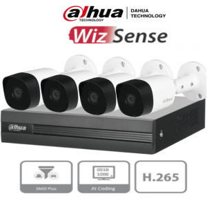 Kit HDCVI 4 Cámaras 5MP Bullet Metal 1 TB Dahua