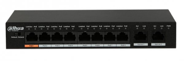 Switch PoE 8 Puertos DAHUA - 96Wtotal Hi-PoE Dahua